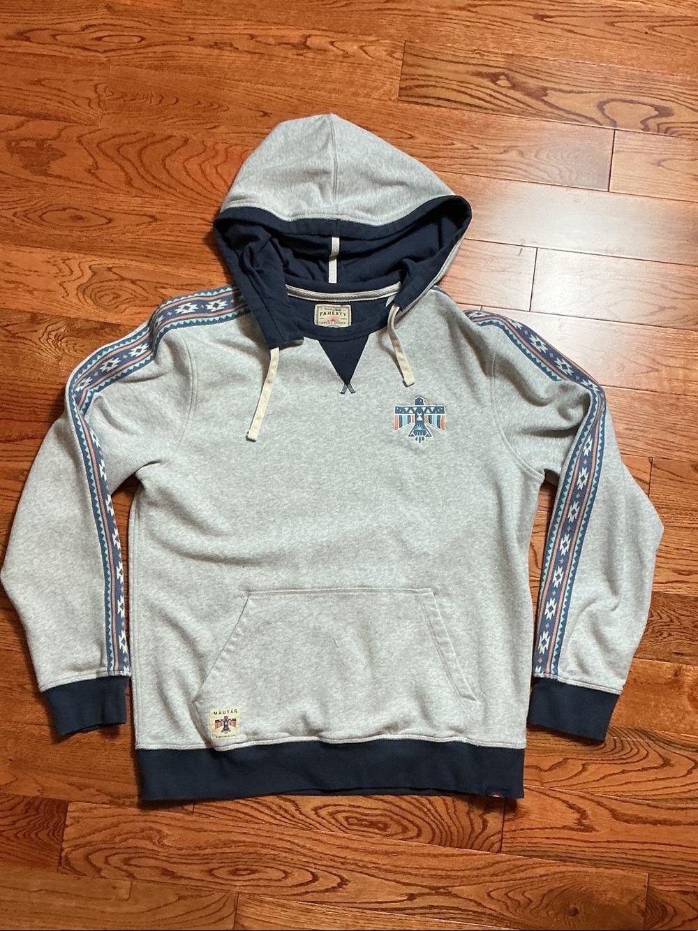 Faherty Artist Series Steven Paul Judd Hoodie with Navy Tribal Trim